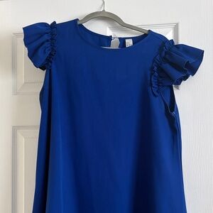 Elegant Blue Dress with Ruffle